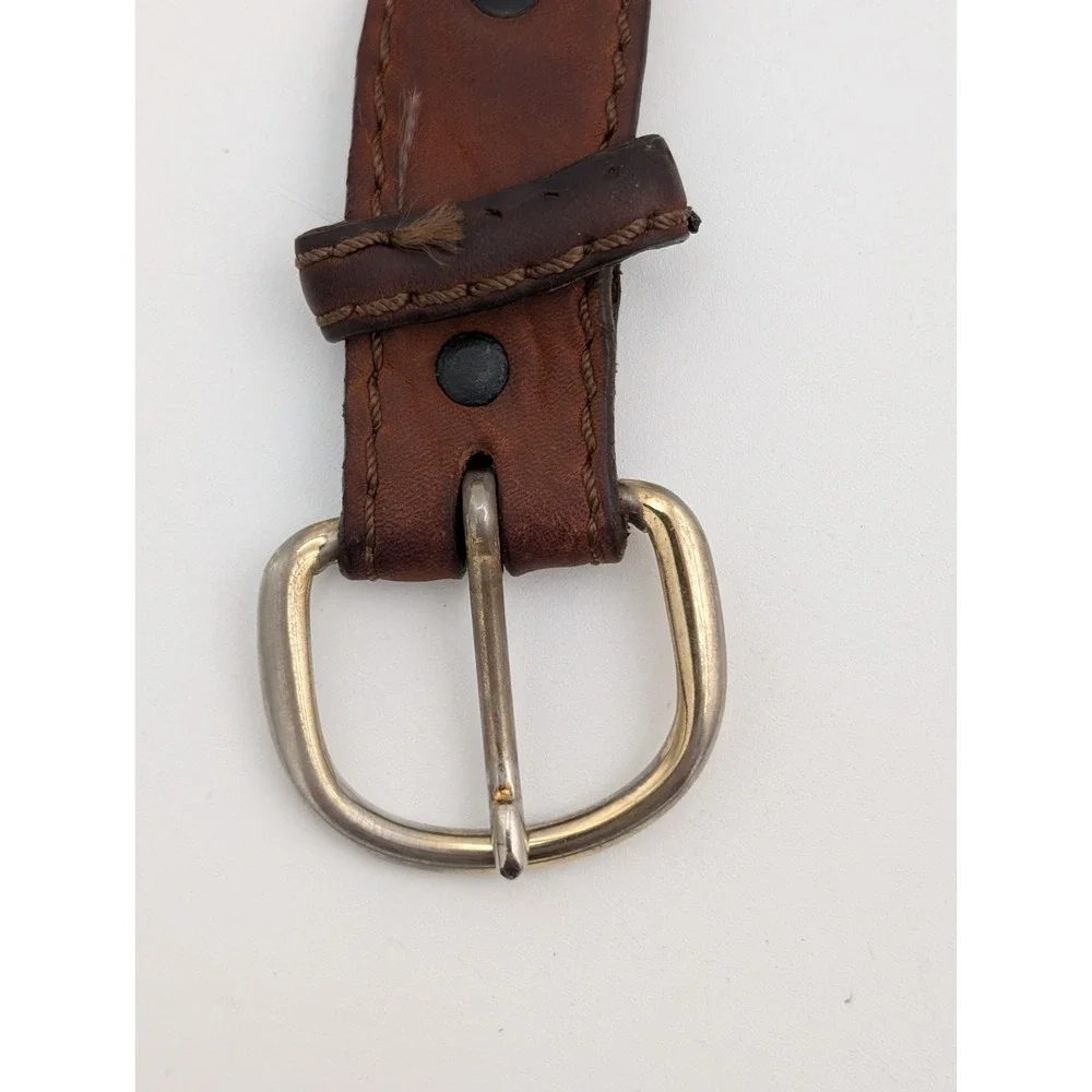 Vintage Justin USA Made Distressed Leather Belt Brown Western Ranch 53 Inches